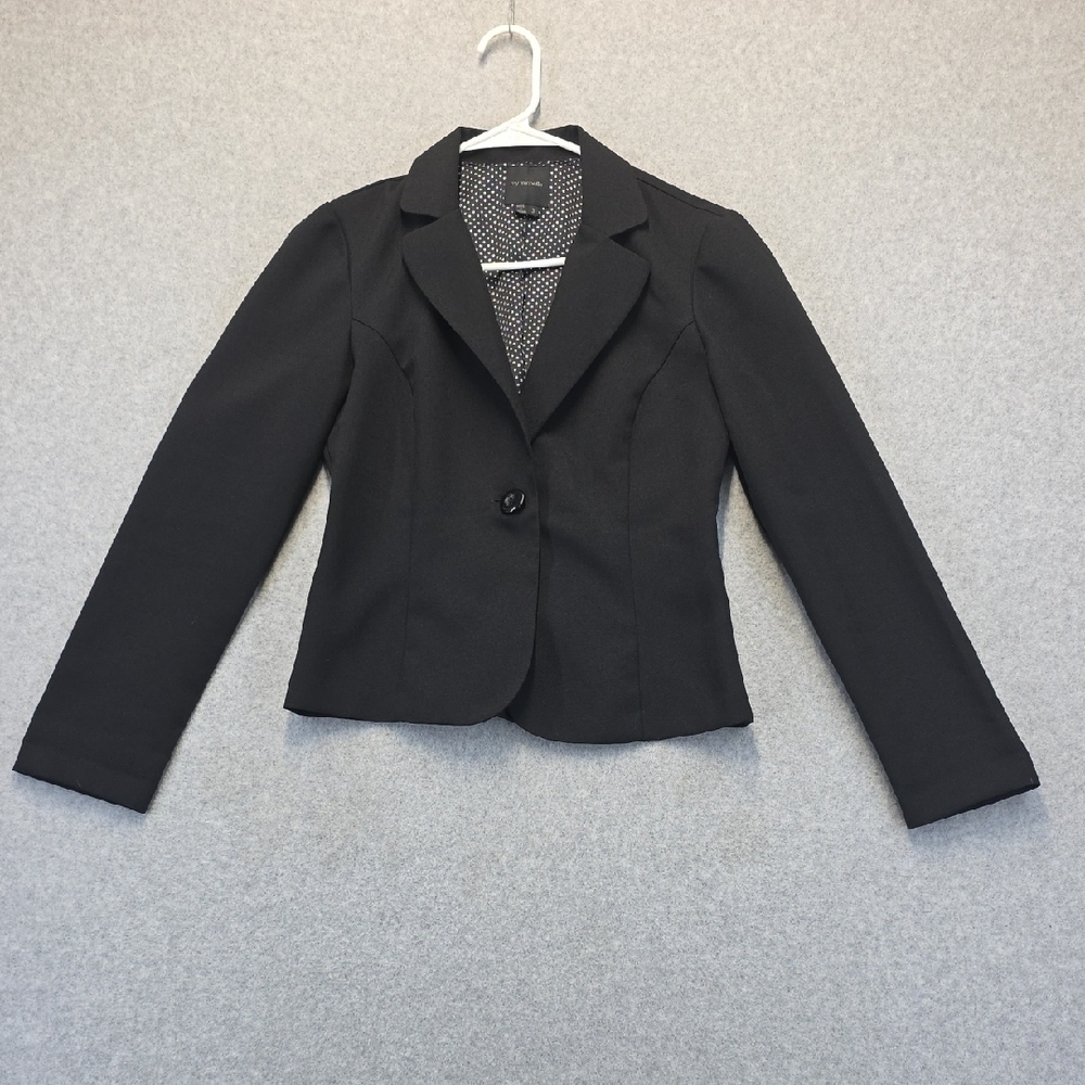 My Michelle Black Cropped Blazer Polka Dot Lined Size 3